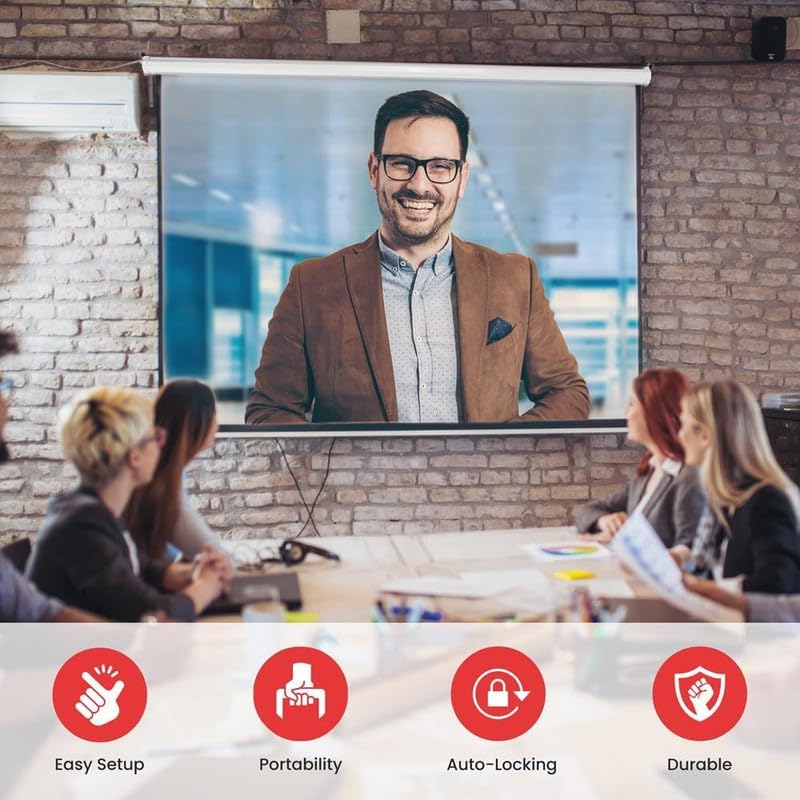 Image of MOIZ 113 Inch Wall Autolock Pull Down Projector Screen, 96 Inch. - Width x 60 Inch. - Height, Ratio - 16:10 Format, Supports Full HD 1080P, UHD-3D-4K Technology(White) 2