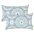 LVTXIII Outdoor/Indoor Lumbar Pillow Cases, Tropical Patio Lumbar Pillow Covers ONLY, Decorative Lumbar Cushion Cases for Home Garden Balcony Back Yard, 12 x 20 Inch, Pack of 2, Delancey Lagoon