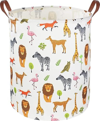 Cesta de lavandería para niños, canasta de almacenamiento de juguetes con asas para niños y niñas, decoración de habitación de safari, canasta de