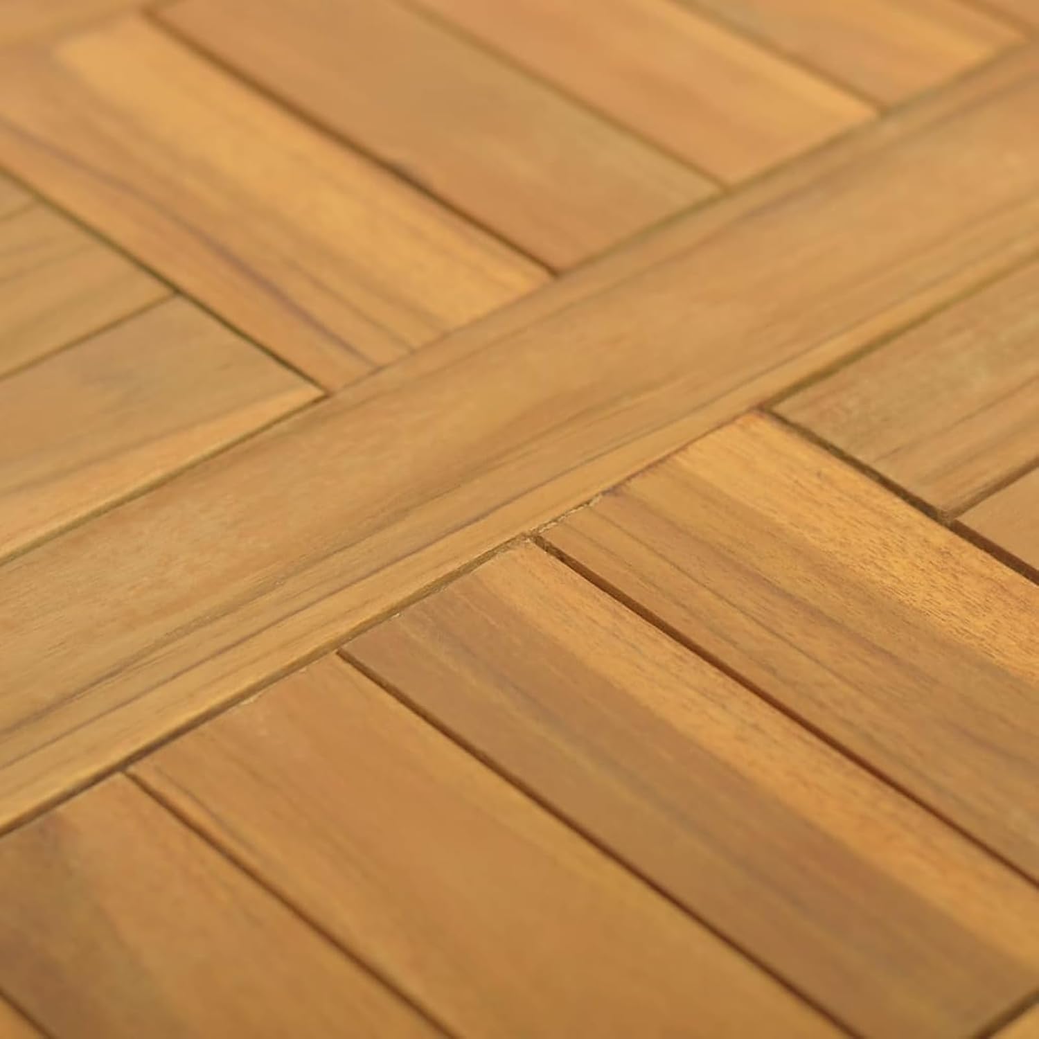 Gecheer Solid Teak Wood Table Top, 40x40x2.5cm, 4-Direction Slats, Waterbase Finish, Easy to Clean, for Home, Restaurant, Cafe, Hotel