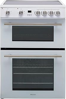 – Hisense HDE3211BWUK 60cm Electric Cooker with Ceramic Hob-White A Rated Double Oven - White
