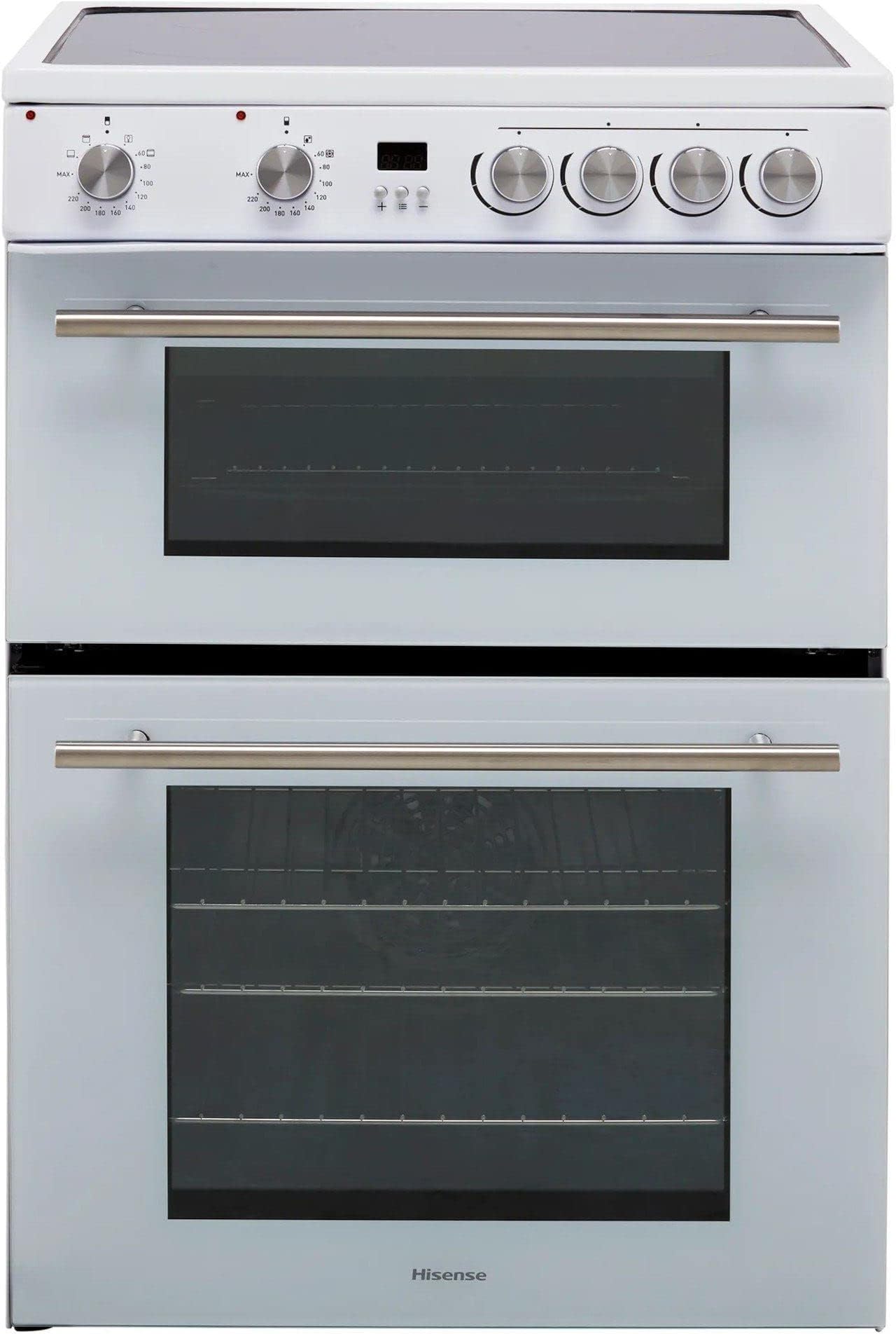 Hisense HDE3211BWUK 60cm Electric Cooker with Ceramic Hob-White A Rated Double Oven - White
