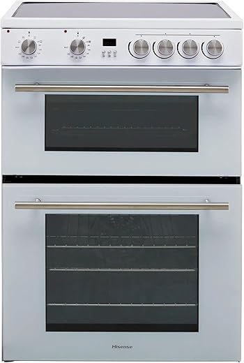 Hisense HDE3211BWUK 60cm Electric Cooker with Ceramic Hob-White A Rated Double Oven - White