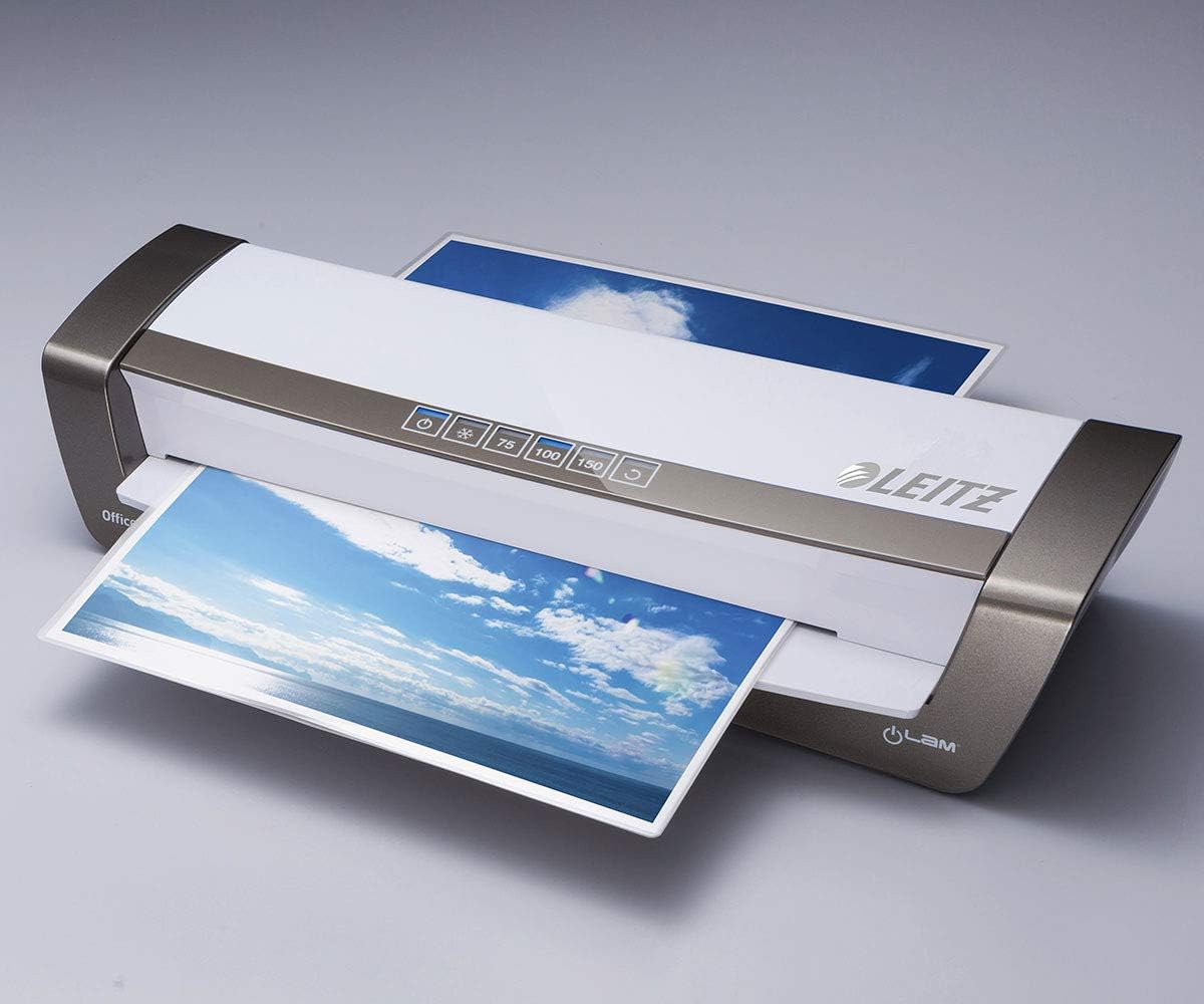 LEITZ LLMOPA3 Pouch Laminator, ILAM Office PRO A3 Compatible with A3/A4, 75 - 150 μm, Warm-Up Time: Approx. 60 Seconds, 4 Rollers, Auto Shut-Off Function