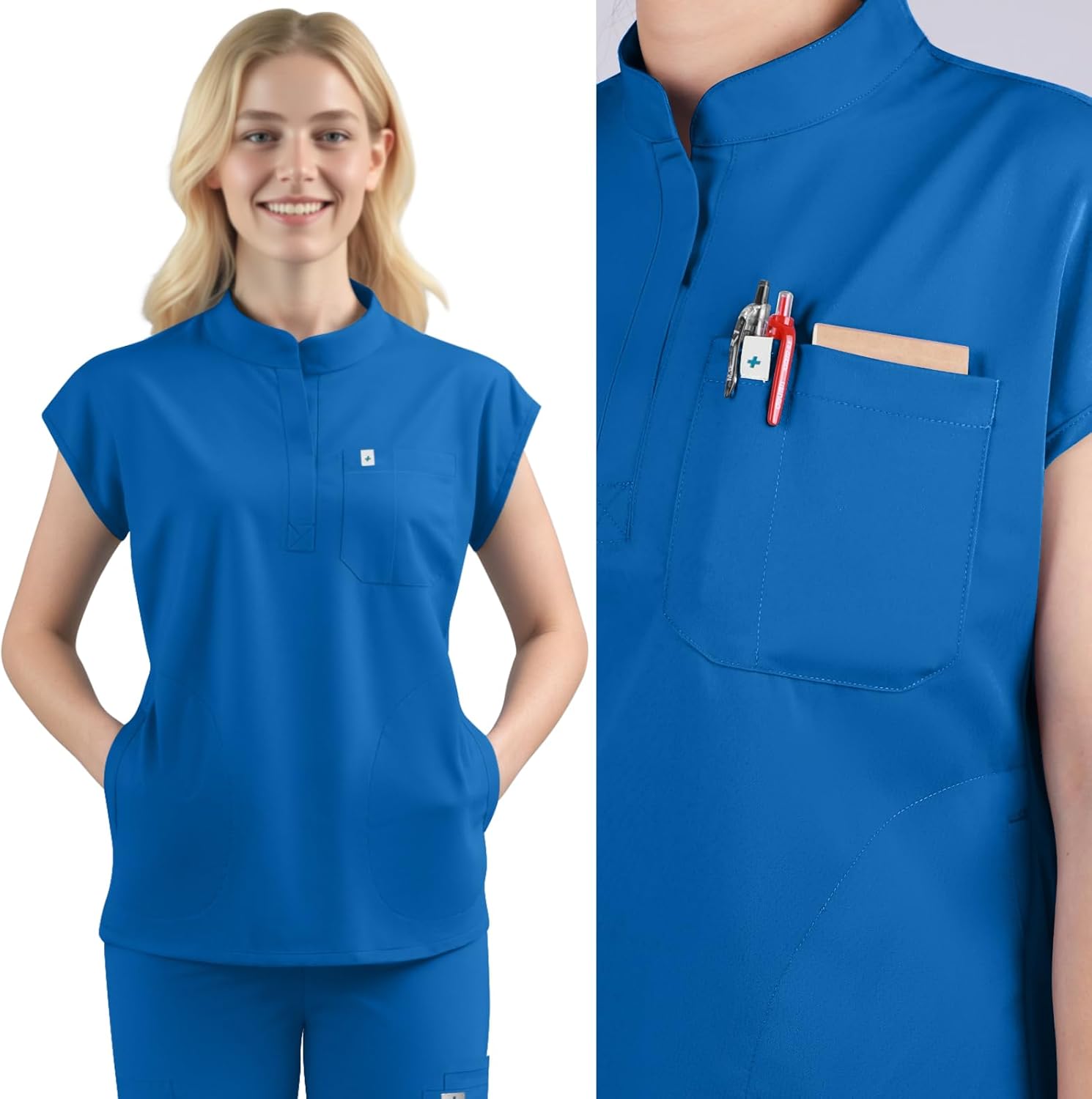 Scrubs Set for Women Medical Uniform Nurse Suit, Anti-Wrinkle Scrub Top Jogger Pant&11 Pockets,4 Way Stretch Workwear - Image 3