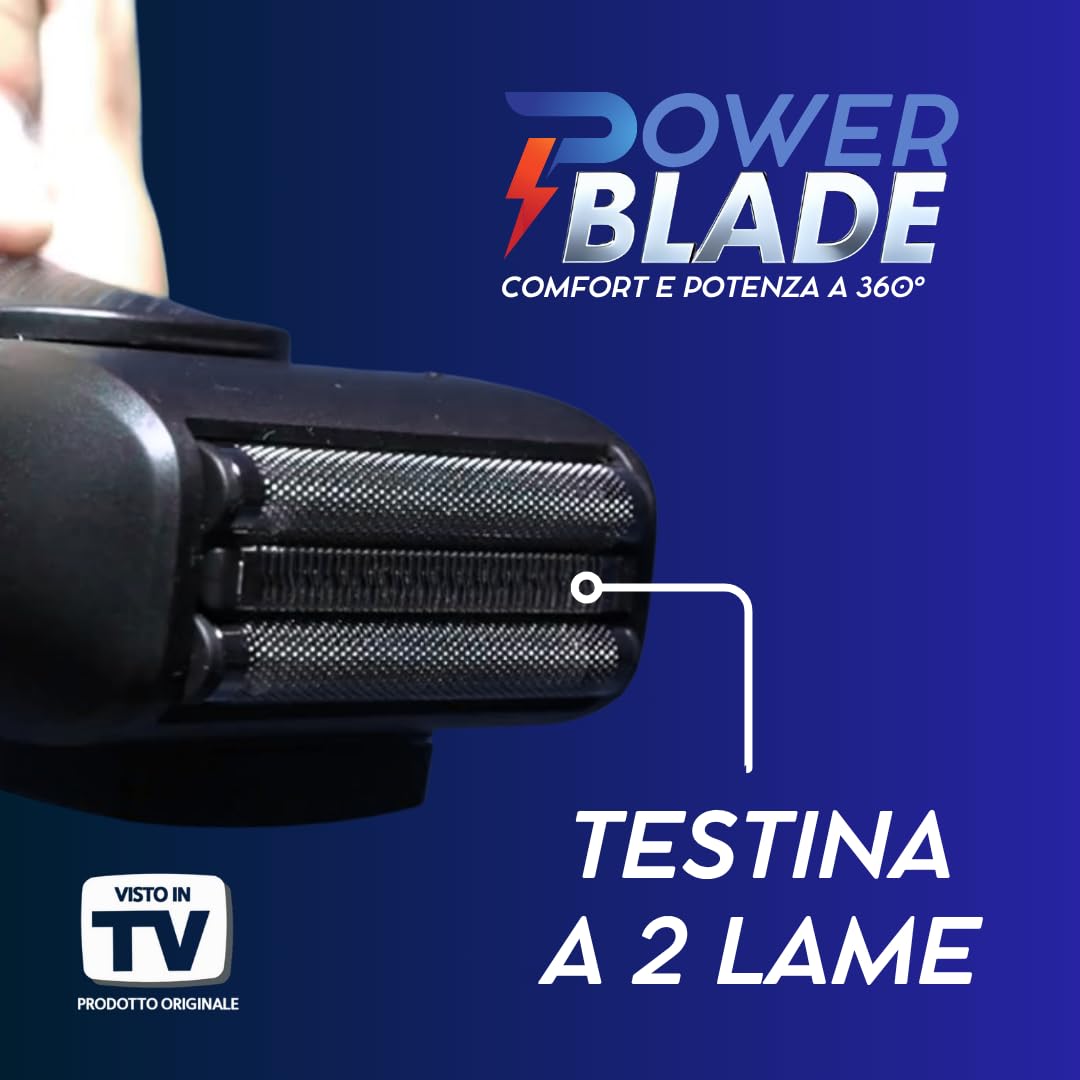 POWER BLADE | Rasoio Elettrico da Uomo Macchinetta per Barba Capelli e Corpo Rifinitore di Precisione con Testina Fluttuante Lame Affilate per Regolazione Basette e Display LED con Avviso Batteria
