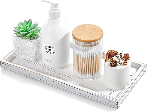 Miniatura 11 de ALELION Bandeja de tocador pequeña de 6" para baño - Bandeja dispensadora de jabón de cocina de madera de acacia - Bandeja decorativa para tocador