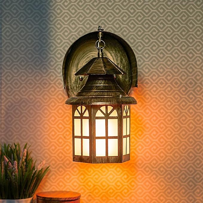 Image of GreyWings Copper Antique Iron Wall Light for Home & Outdoor - Vintage Lantern Design, (Bulb is not Included) Decorative Sconce Lamp, Pack of 2