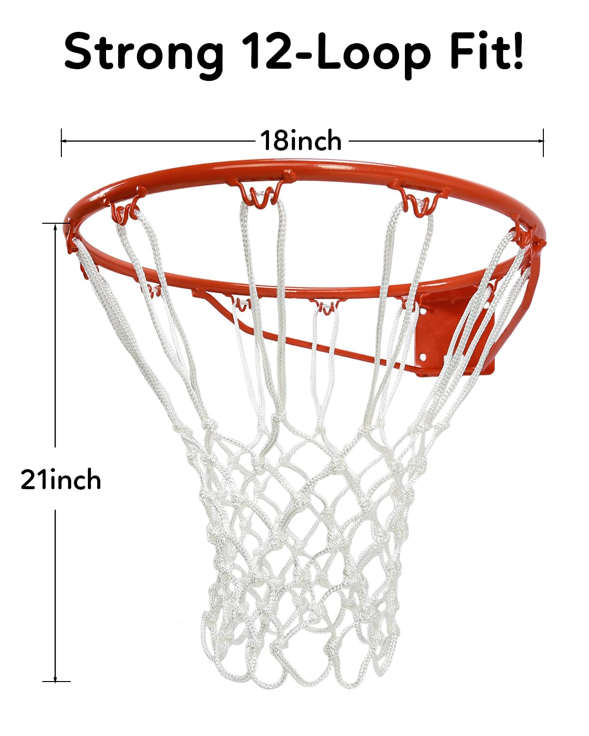 Rete da basket resistente per esterni, 203 g, 12 anelli, per tutte le stagioni, anti-frusta, professionale, resistente, adatta per canestro da basket all'aperto/piscina
