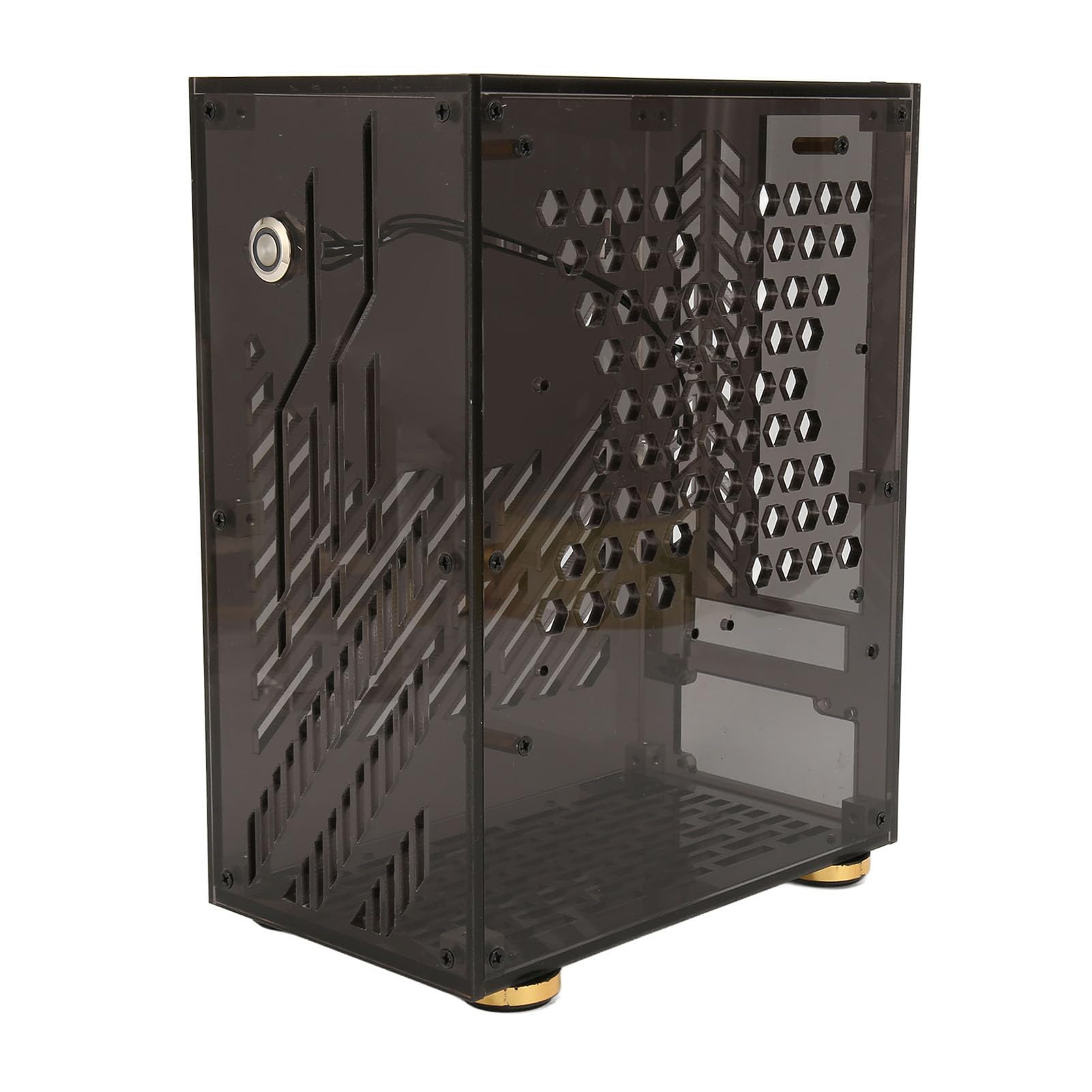 Custodia Mini ITX Design Compatto in Acrilico Trasparente Raffreddamento a 360 Gradi per Costruttori di Mini PC Fai-da-te Capacità 4,3 Litri 9,5x7,6x4,5 Pollici (Nera)