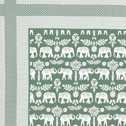 Image of BLOCKS OF INDIA Hand Block Printed 200 TC Cotton Super King Size Bedsheet (Black GAD ELE)