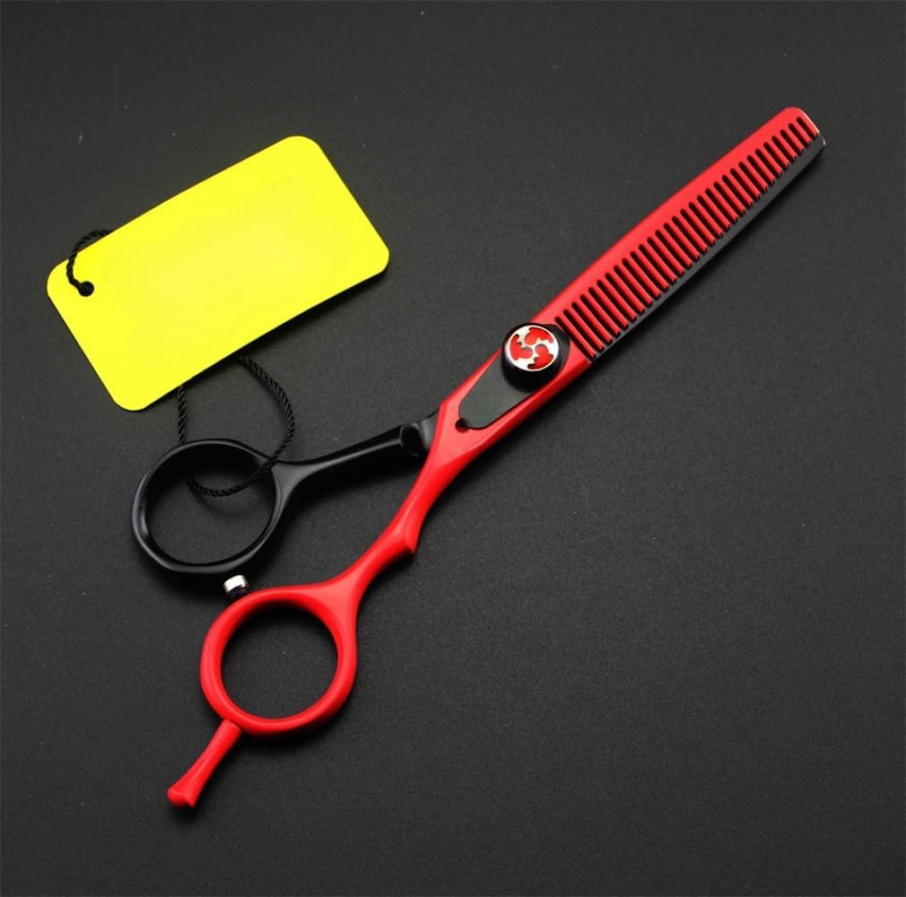 Black and Red 6.0-Inch Barber Scissors, Hair Cutting Shears Kit, Made of Stainless Steel, Durable and Resistant to Wear, for Cutting and Styling Hair