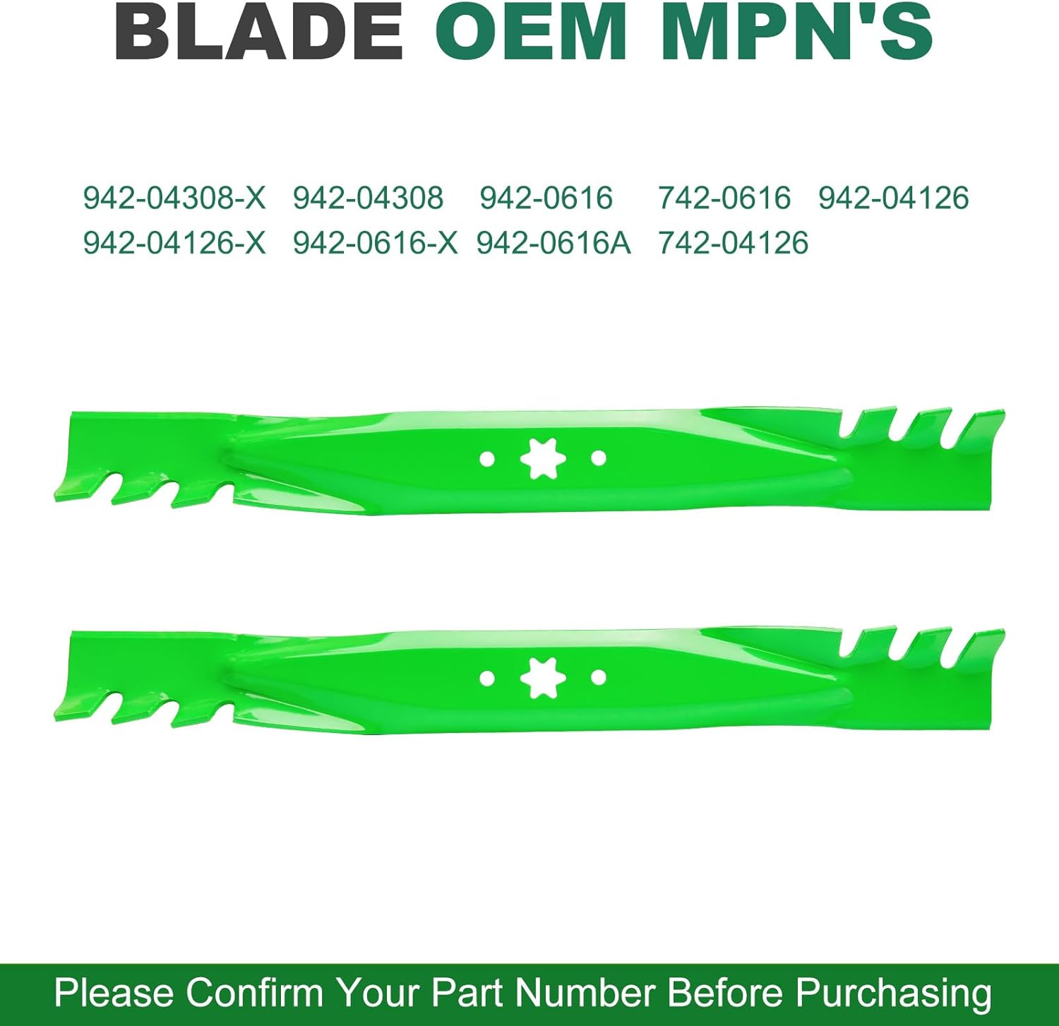 942-04308-X 942-04308 942-0616 742-0616 Mulching Blades Compatible with Troy B ilt Pony Bronco Cub Ca det 42 inch Deck Riding Tractor Zero Turn Mower XT1 ZT1 42 Lawn Mower (2 Pack)