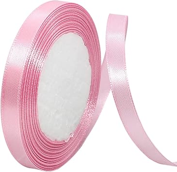 ZHIHUI Pink Satin Ribbon 10mm, 22 Meters Solid Colors Fabric Ribbon, Perfect for Wedding Decor, Wreath, Baby Shower, Gift Package Wrapping, Party Balloon & Hair Bows Decoration and Other Projects