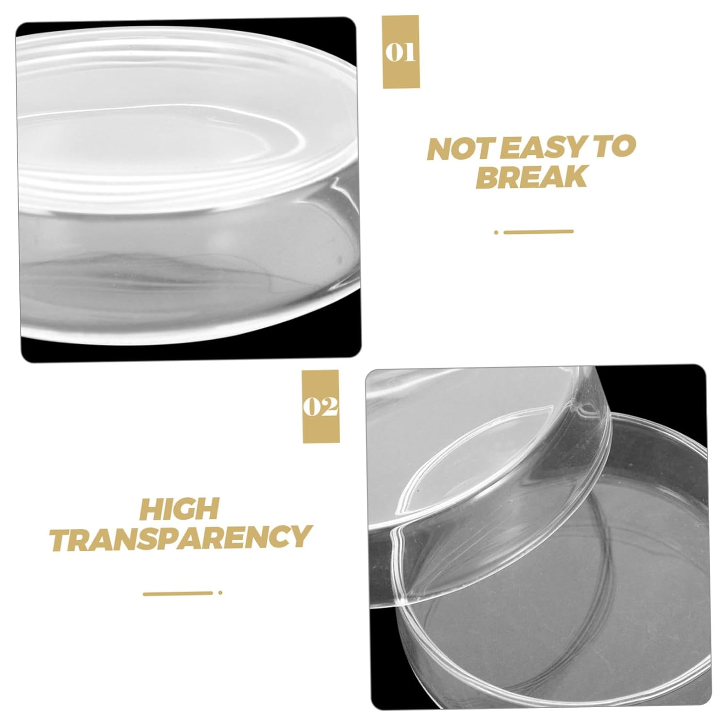 Zerodeko 10pcs High Clarity Lab Glassware Petri Dishes Lids for Microscopic Observation Cell Culture