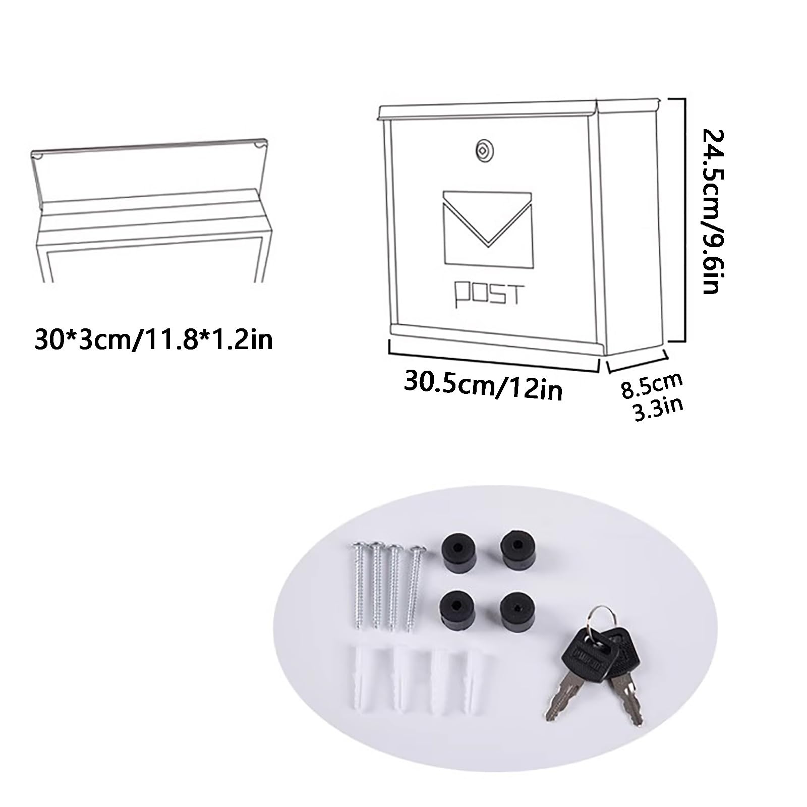 Buzones para Exterior, Buzón con Cerradura de Acero Inoxidable, Cepillado Doble Cara, Adecuado for el hogar, Exterior, la Empresa y Escuela
