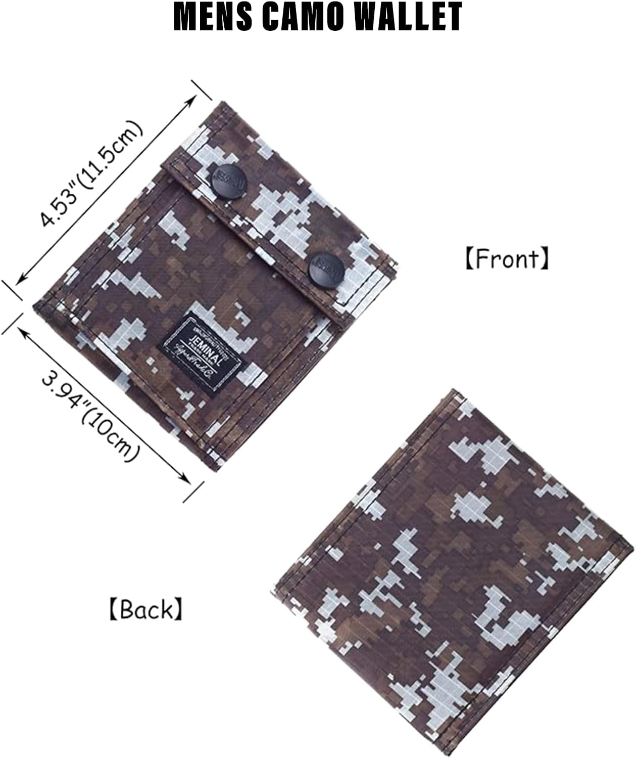 JEMINAL Camo Bifold Wallet for Men Thin Nylon Vertical Wallet with Cash Zipper Pocket Brown - Image 2