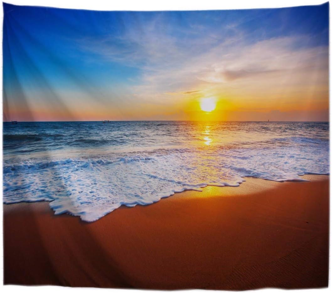 Tenture Murale Océan 150x130 Cm - Décoration Tissu Polyester - Style Plage Et Palmiers