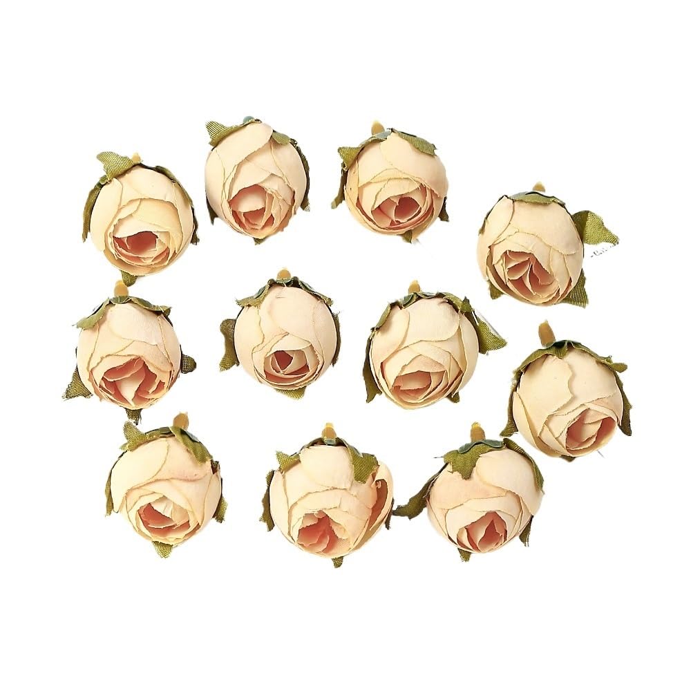 Casetlong 20PCs Artificial Flowers Head Silk Fake Wedding Marriage Decoration DIY Wreath Bouquet Accessories(Yellow)