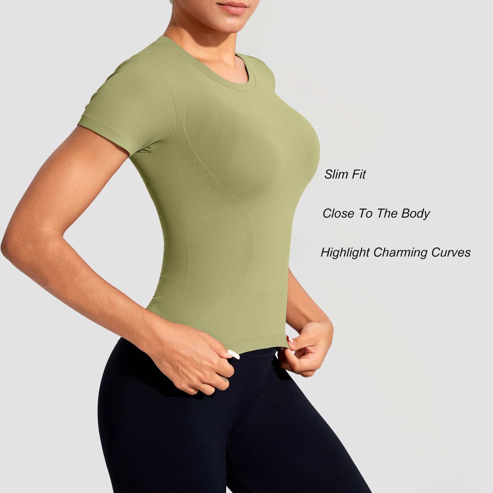 Camiseta Deportiva para Mujer de Manga Corta Transpirable Secado Rápido con Cuello Redondo para Yoga Fitness Running Gimnasio y Entrenamiento Diario Top Deportivo Elástico y Cómodo