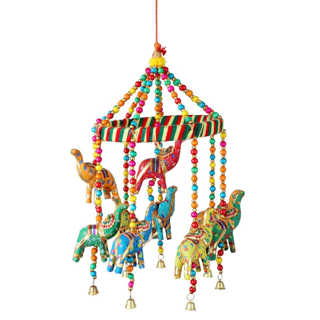 Aditri Creation Colorful Handmade Round Elephant Centre Wall Roof Ceiling Hanging Decorative Ornament Party Decorative Hanging Home Décor Indian Traditional for Decorations (Size:- 12" X 6")