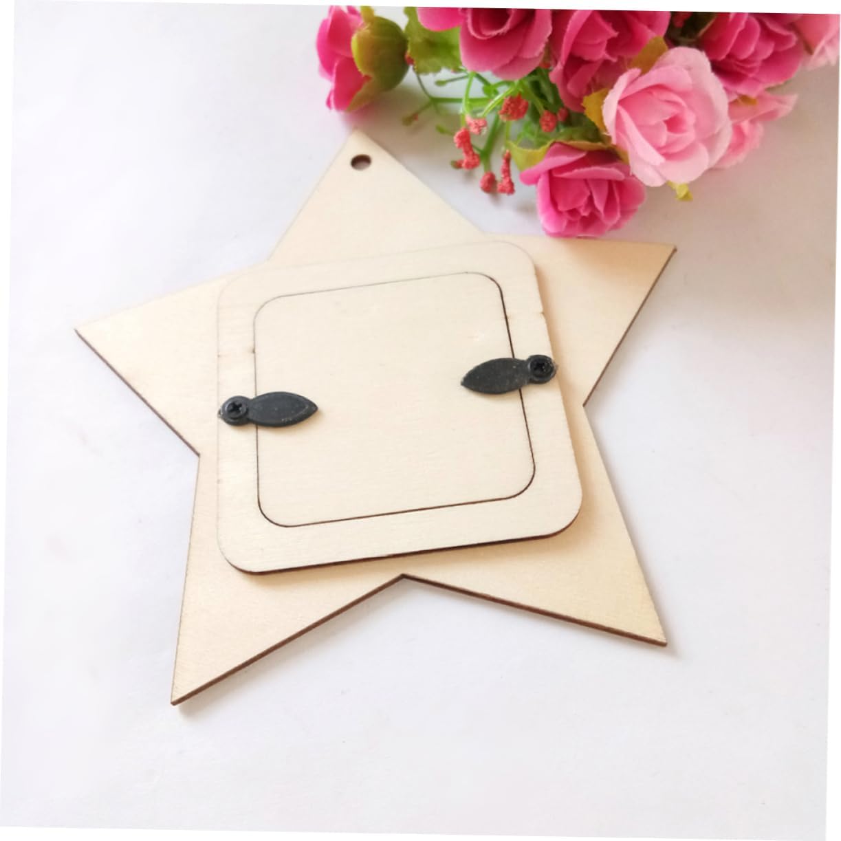 10pcs Unfinished Wooden Star Mini Photo Frame Wall Hanging