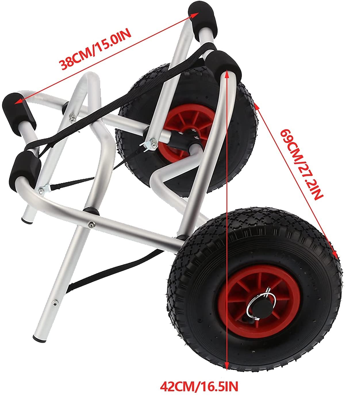 Carrello per Kayak, Carrello per Canoa per Barca Pieghevole, Telaio in Alluminio per Trasporto Rimorchio per Carrelli con Ruota da 10 Pollici, capacità di Carico di 80 kg