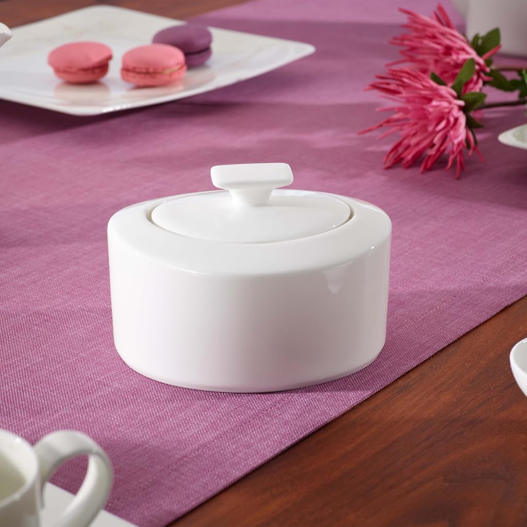 Villeroy & Boch Modern Grace Azucarero/Mermeladera para 6 Personas de 330 ml, Porcelana, Blanco, 17x15x22 cm