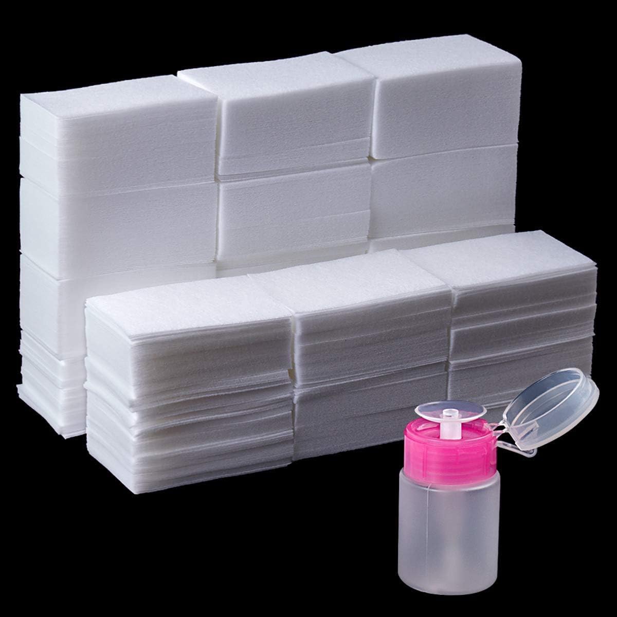 Nail Polish Remover Kit with 300 Lint-Free Cotton Pads, Pump Dispenser Bottle-image-22