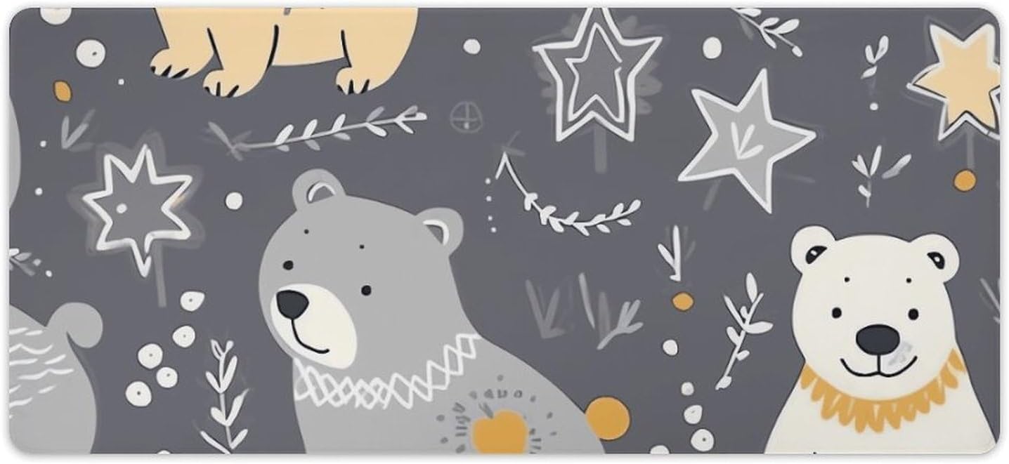 Large Mousepad Extended Gaming Mousepad Non Slip Base Waterproof Desk Mat with Stitched Edges Star Bear MouseMat Keyboard Mat for Home Office 40x90cm