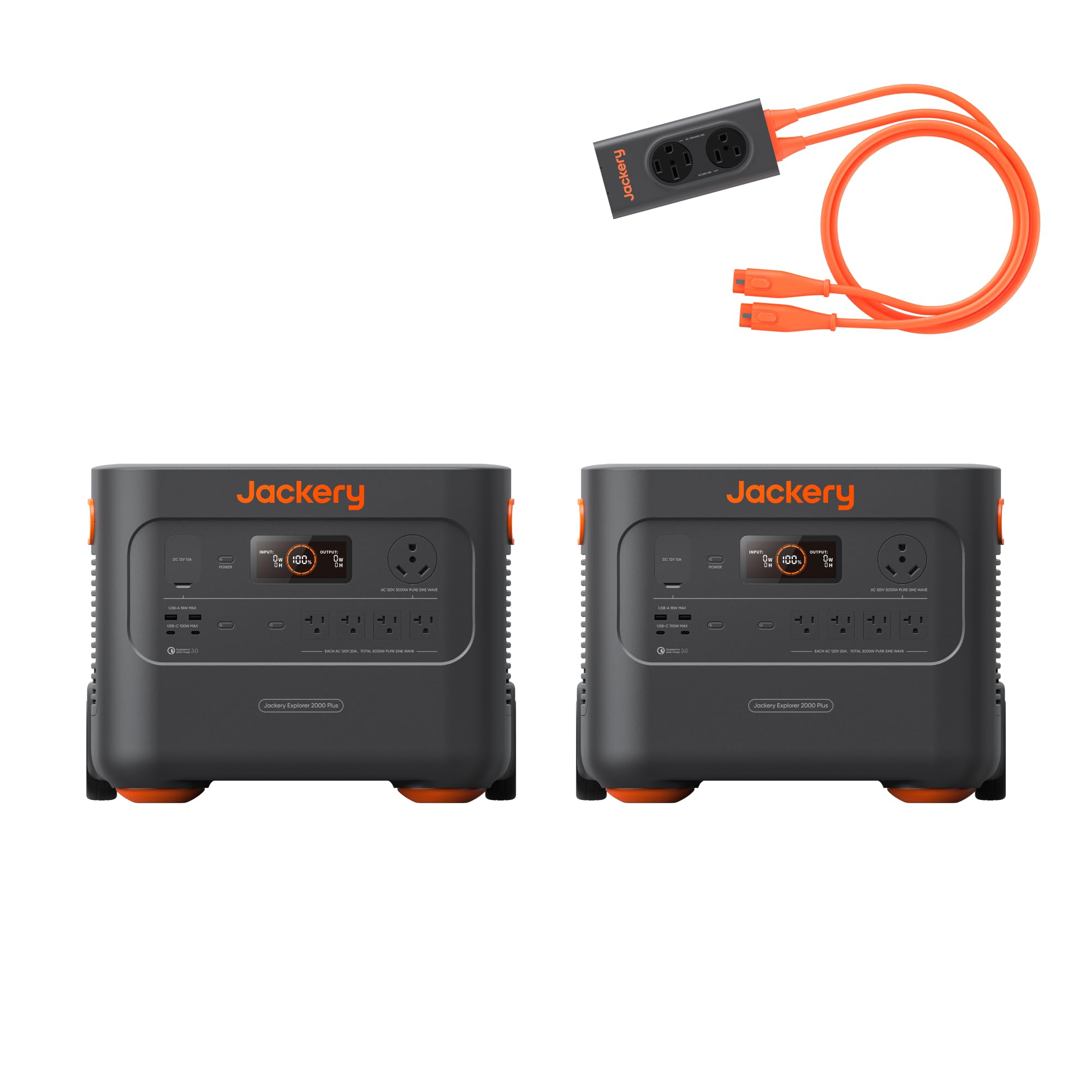 JackeryExplorer 2000 Plus, 2* E2000 Plus, Solar Generator with 4085Wh LiFePO4 Battery 6000W Output, Compatible with Solar Panel for Outdoor RV Camping & Emergency