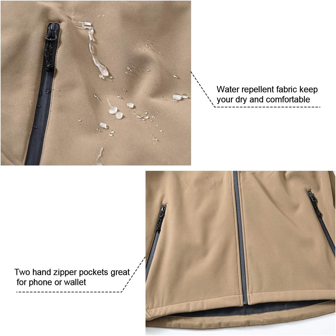 Gopune Men's Lightweight Soft Shell Jacket Fleece Lined Waterproof Hooded Hiking Winter Jacket - Image 6