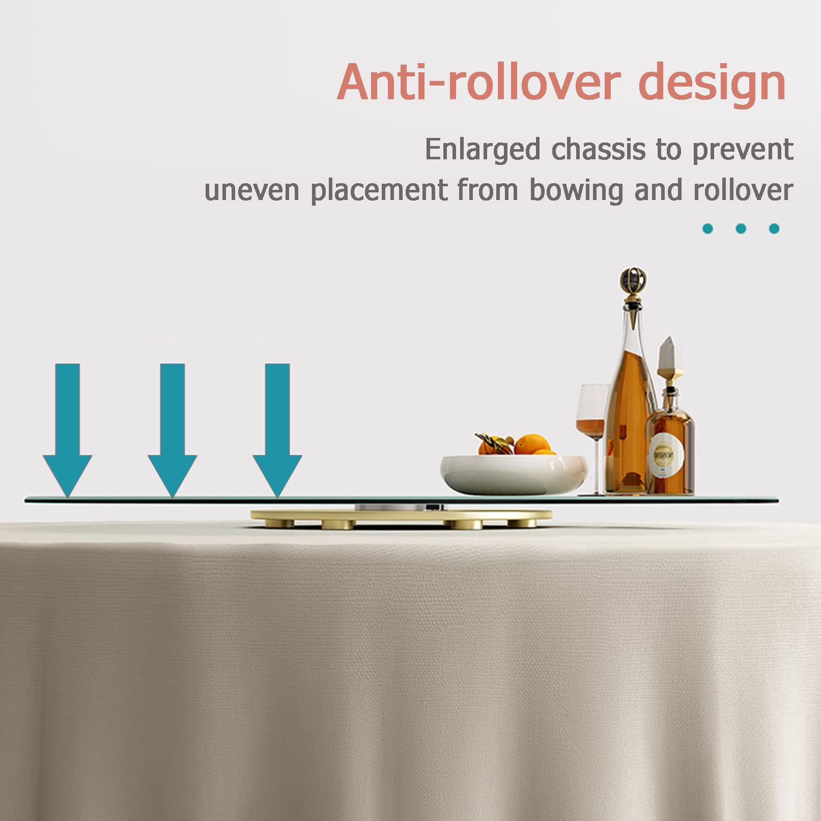 Lazy Susan Plateau tournant en verre pour cuisine, salle à manger, grand plateau rotatif avec capacité de charge de 300 kg, organiseur de table silencieux pour le stockage des épices, idéal pour les