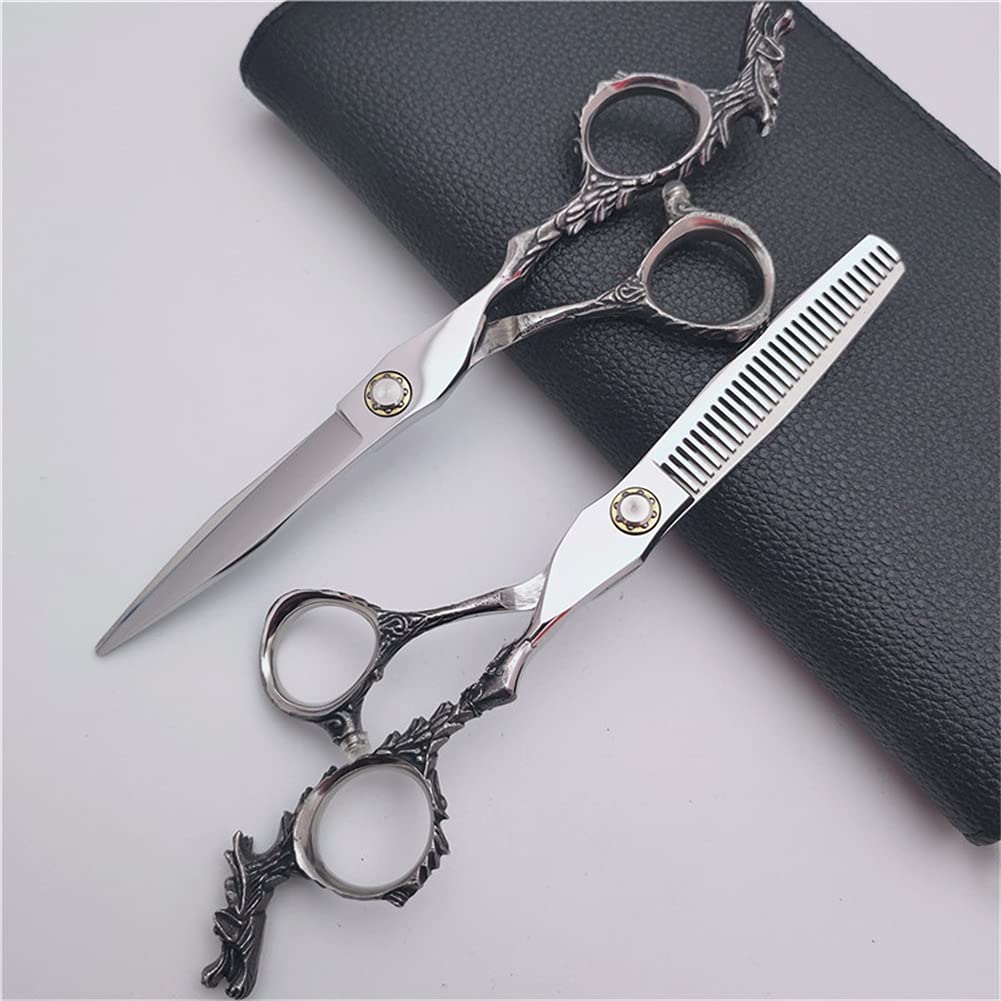 Kit De Ciseaux De Coupe De Cheveux Professionnels De 6,0 Pouces, Coupe De Cheveux Taille De La Barbe en Forme De Ciseaux De Toilettage, De Barbiers Ou D'utilisation À La Maison, Légère Et Nette