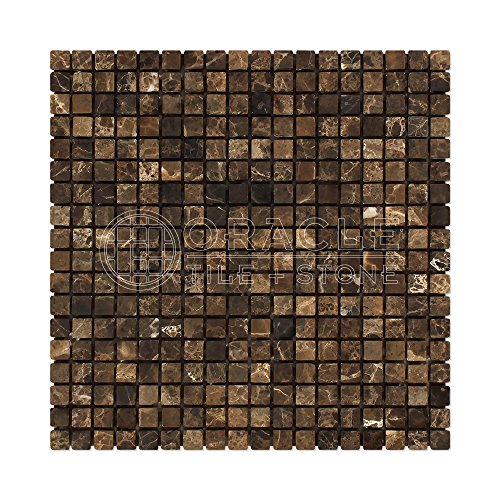 Dark Emperador 5/8 X 5/8 Tumbled Marble Mosaic Tile