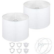 Drum Fabric White Lamp Shades Set of 2 13" Top x 13" Bottom x 10" High