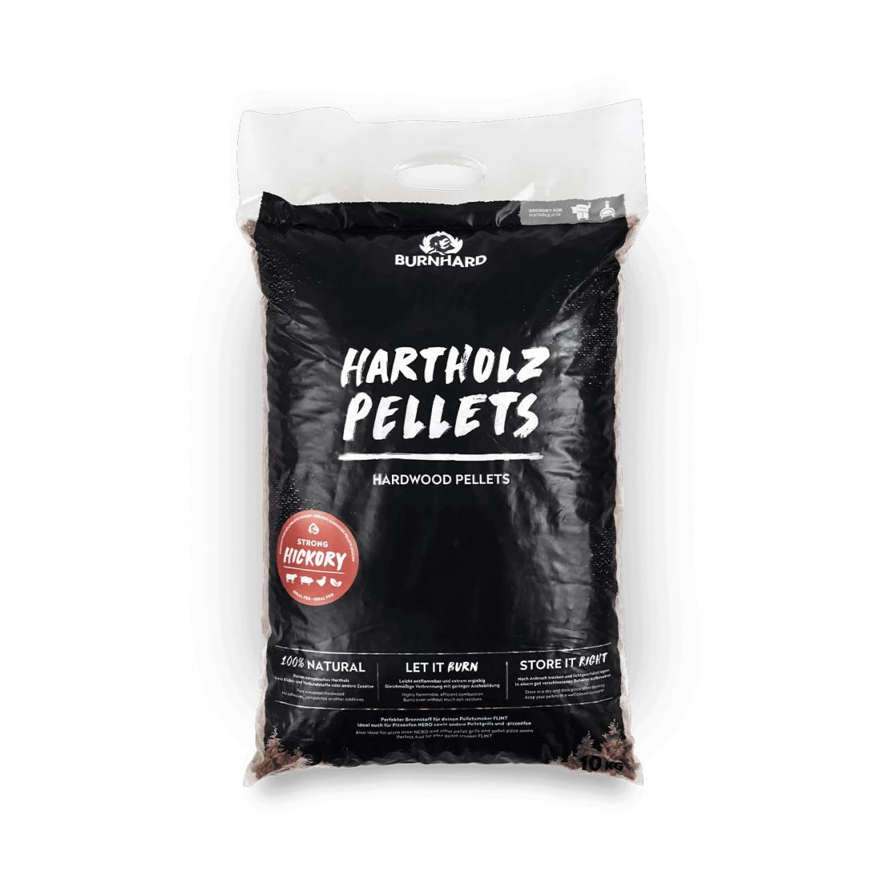 BURNHARD pellet in legno di hickory per affumicatoio, barbecue o forno per pizza a pellet Smoke Wood