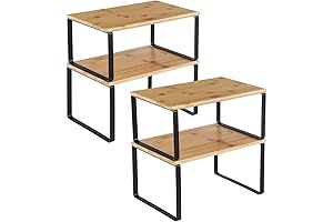 SONGMICS Expandable Bowl Organizer Shelf for Kitchen Counter and Cabinet