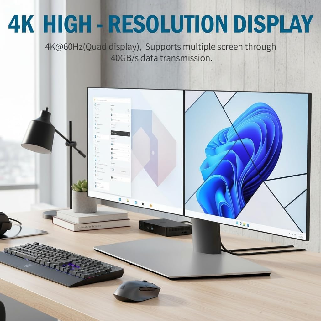 Dell WD22TB4 Docking Station, Thunderbolt 4 Dock, 180W Dell Docking Station with HDMI/Dual DisplayPort, Dual Monitor Support, Bundle with HDMI/DP Cables (Renewed)