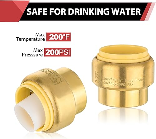 Miniatura 4 de Paquete de 5 tapas de enchufe EFIELD de 12 pulgada, ajuste a presión para conectar Pex, cobre, CPVC con un clip de desconexión, (PF143-5 piezas)