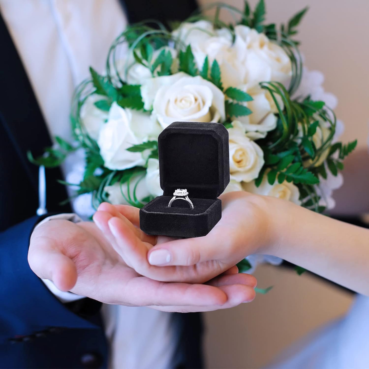 Laumoi 36 Pcs Ring Boxes Bulk Black Velvet Jewelry Earring Boxes Wedding Ring Display Case for Packaging Wedding Ceremony Engagement Proposal Anniversary Birthday Gift - Image 3