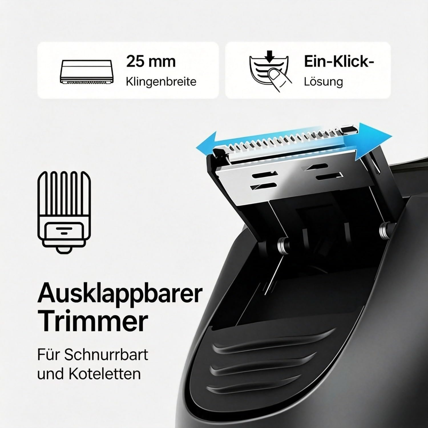 Oryzon Procut Elektrischer Rasierer,Geeignet Für Nass Und Trockeneinsatz (Schwarz)