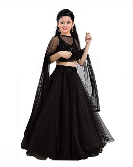 Spangel Fashion Girls Net Semi-stitched Lehenga Choli