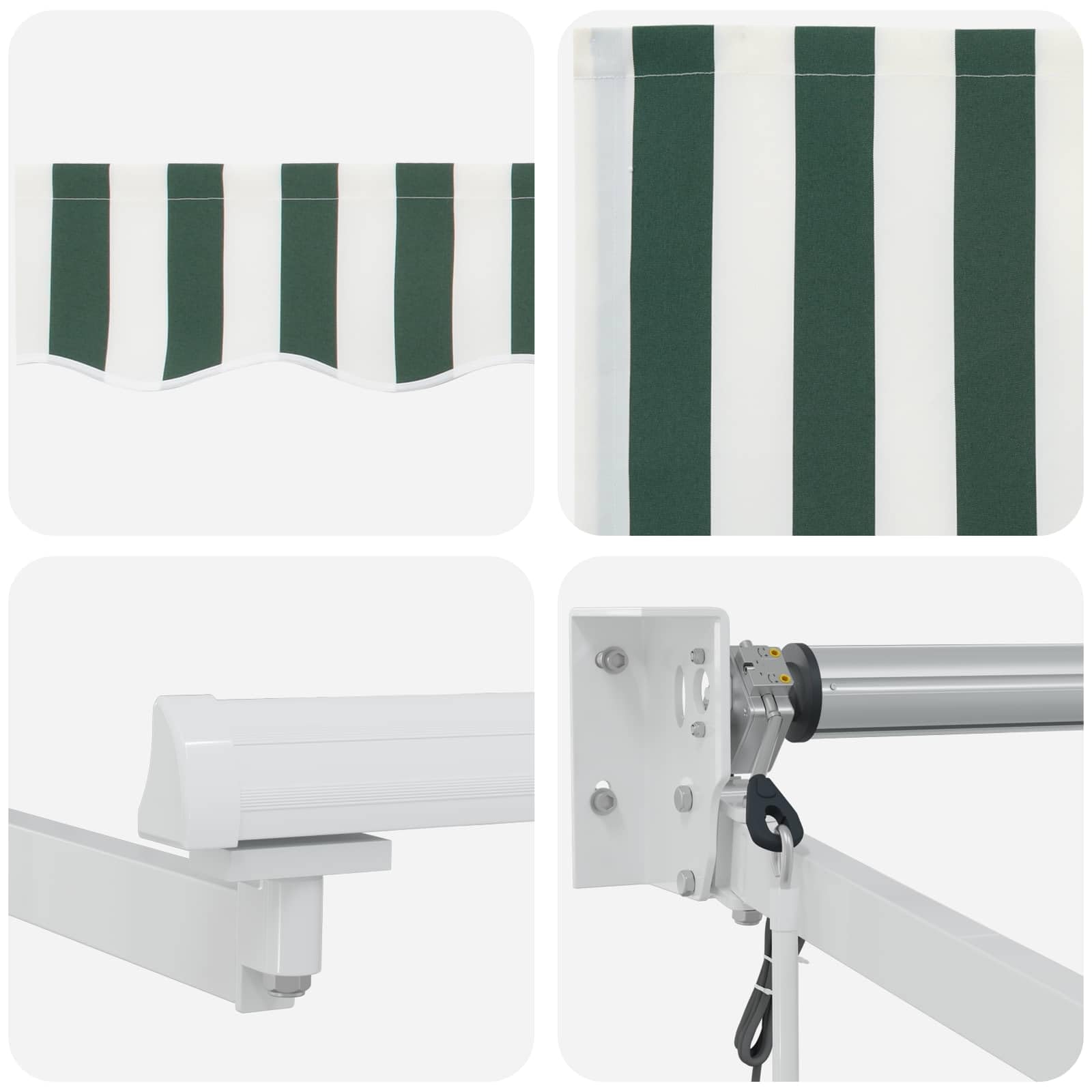 Tenda da Sole Elettrica, Alluminio, Terrazza, Verde e Bianco, 5 x 3 m, 29.53kg