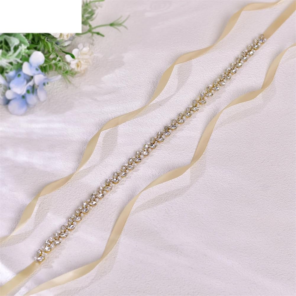 Cinturón de perlas de diamantes de imitación para vestido de novia, banda fina para decoración de fiesta, accesorios para mujer