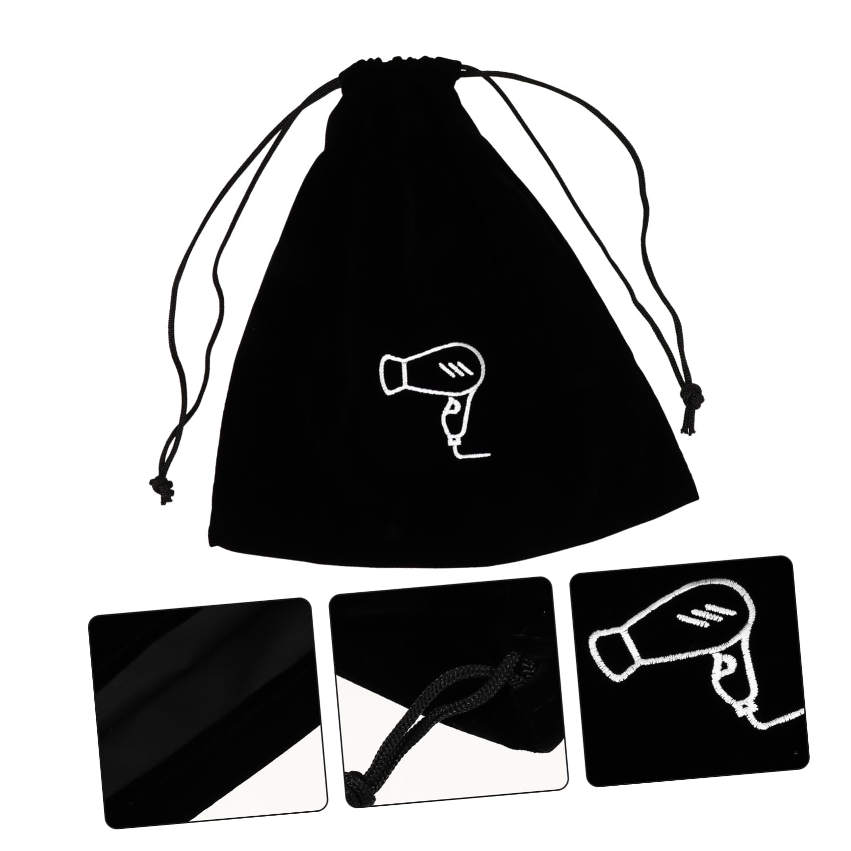 DOITOOL 15piezas Bolsa De Almacenamiento De Drawstring Para Secador De Pelo y Joyas De Flanel Para y Organizador Multiusos Negro