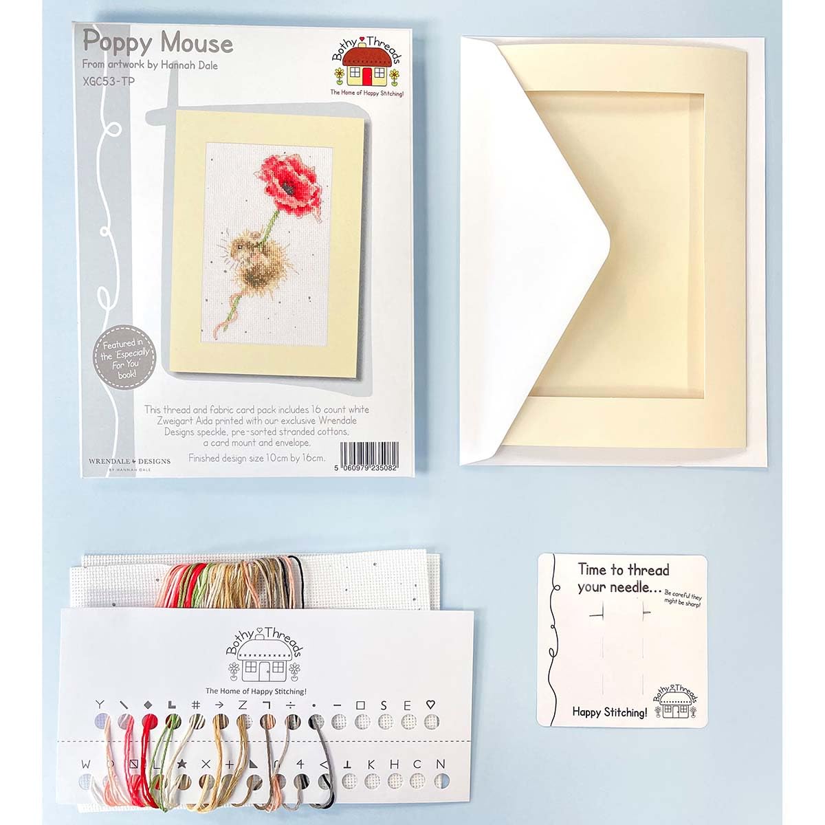 Bothy Threads 'Poppy Mouse' Counted Cross Stitch Card Kit