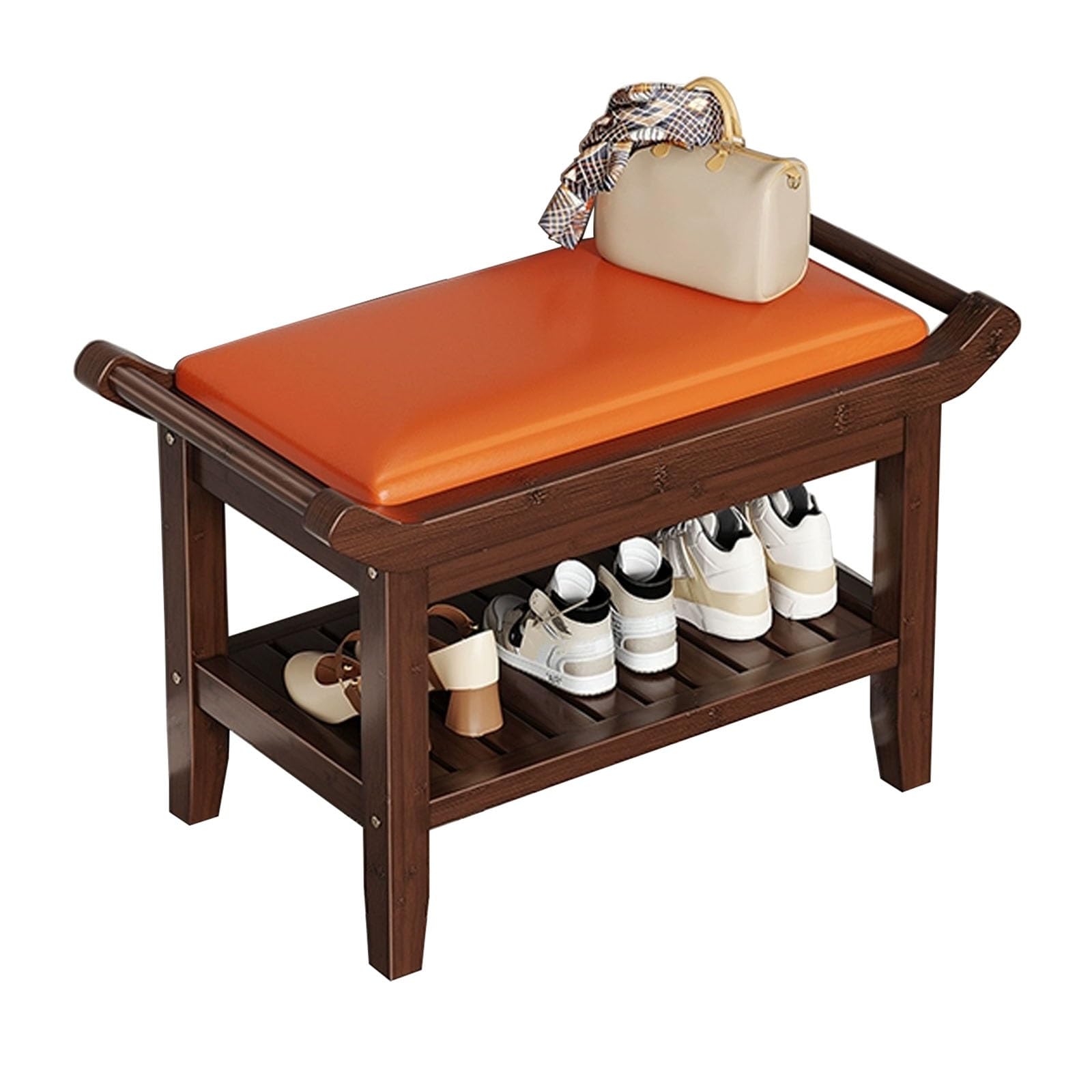 LHX Shoe-Changing Stool at Home Shoe Cabinet for Sitting at The Door Seat and Stool Integrated with Soft Package Shoe-Changing Stool with Armrests 60 * 29 * 45cm/80 * 29 * 45cm(Orange,60 * 29 * 45cm)