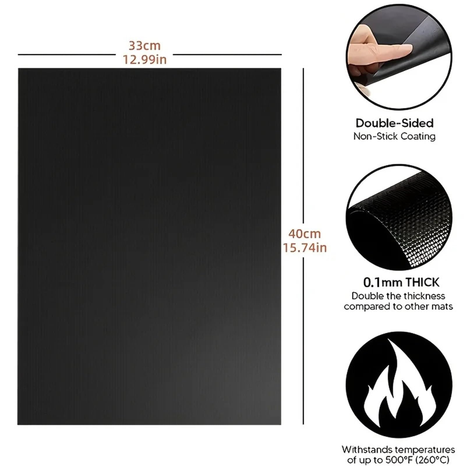 Ofen Liners für den Boden des Ofens BBQ-Grillmatte, antihaftbeschichtet | Hick Pad Ofeneinlagen, Backmatten, leicht zu reinigende Küche, Outdoor-Grillwerkzeug(40X60cm-5pcs Box Set)