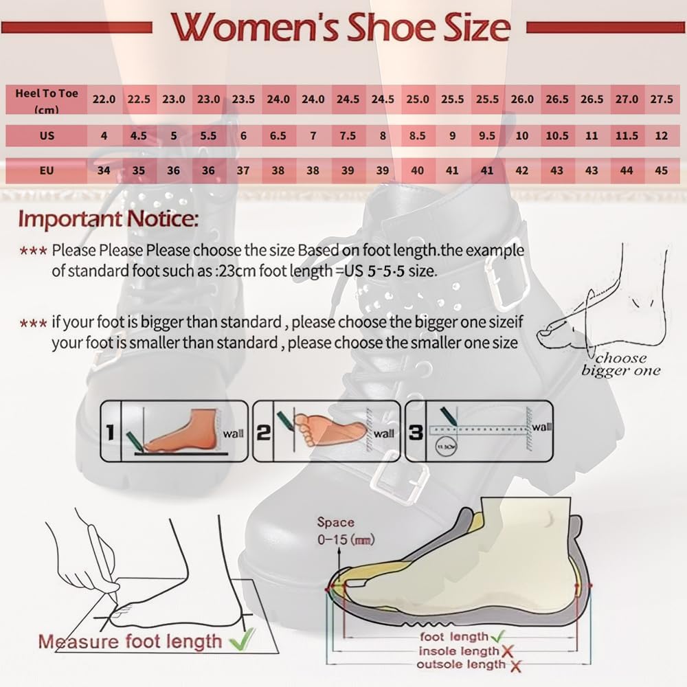 Women’s Goth Platform Ankle Boots - Fashion Chunky Heel Lace Up Combat Booties with Buckle Detail, Round Toe Side Zipper Punk Walking Shoes - Image 3